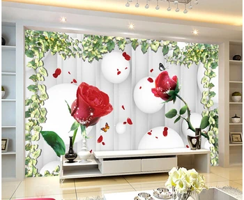 

3d wallpaper custom mural non-woven 3d room wallpaper Romantic rose with petals 3 d sphere photo 3d wall murals wallpaper