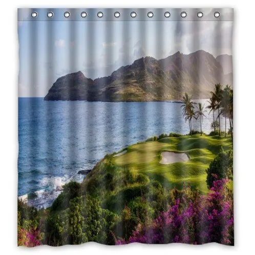 Comfort Home Style Custom Ocean Golf Course Pattern Design Waterproof Polyester Fabric Shower Curtain Bathroom decor 66&quotx72&quot | Дом и
