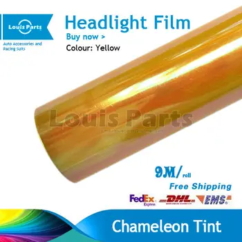 

1 Roll Size:30x900cm/ Roll Yellow Chameleon Headlight Film Tint Tail Light 9m