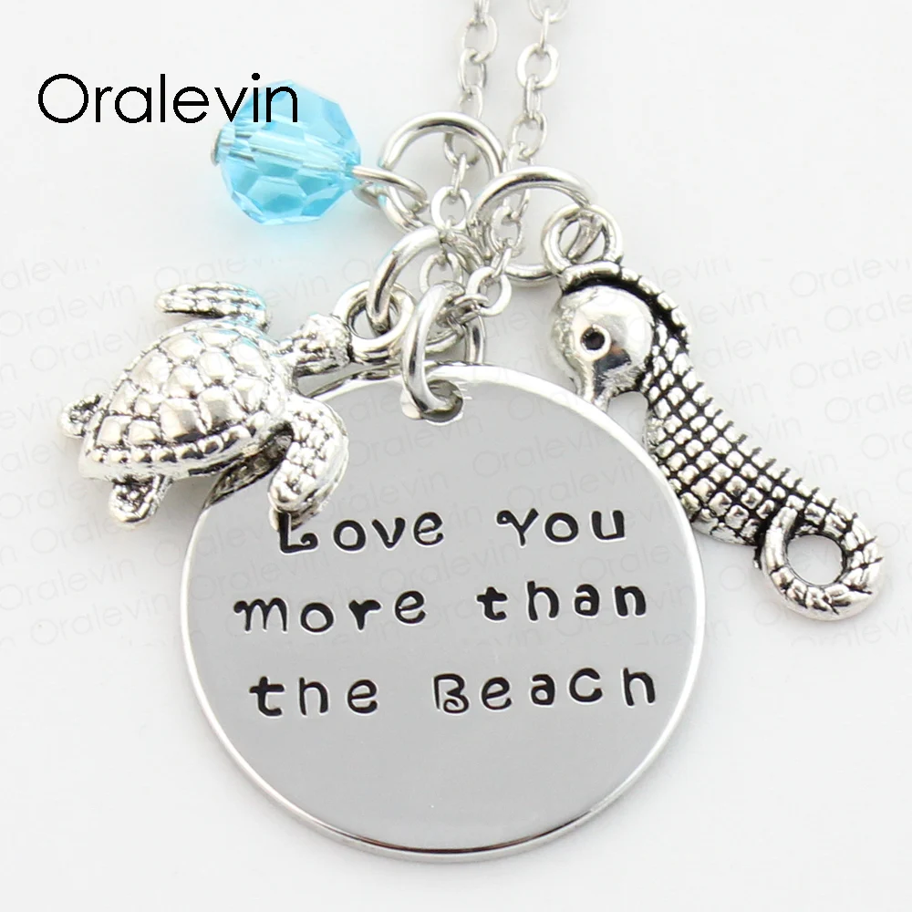 LOVE YOU MORE THAN THE BEACH Engraved Pendant Necklace ...