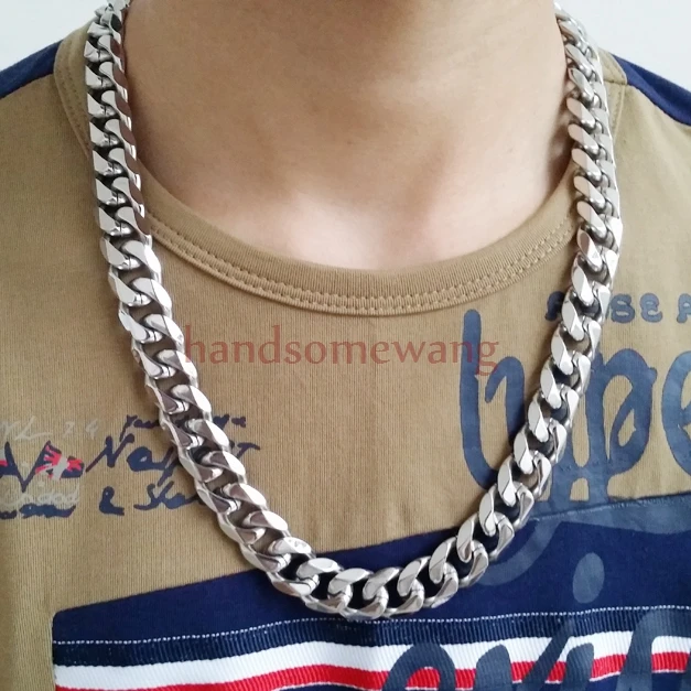 Mens Heavy 16/20mm/ Silver/Gold Stainless Steel Curb Cuban Chain Necklace 8"-36"