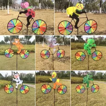 Милый 3D животное на велосипеде ветряная мельница Whirligig сад газон двор Декор ветер Спиннер