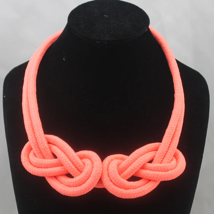 

Accessories Color Short Design Necklace Handmade Cotton Rope Knitted Chain Necklaces
