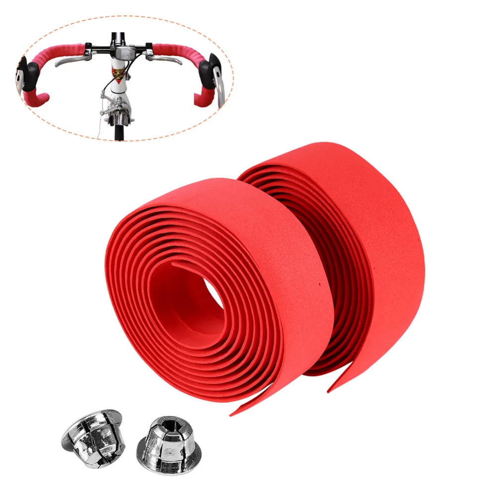 Bike Bicycle Cork Handlebar Bar Tape Cycling Handle Wraps End Plugs Belt Strap
