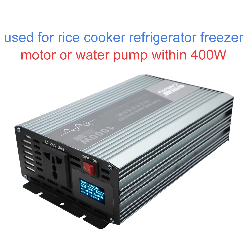 

best full 1000W solar power inverter pure sine wave 12V 220V inverter with utility fault prompts display short circuit protect