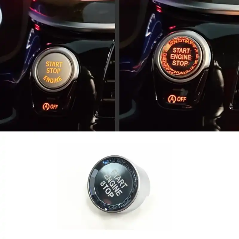Engine Button Switch Cover Fit for BMW 5 Series 7 Series Black Qiilu ABS Car Start Stop Button Switch Cover