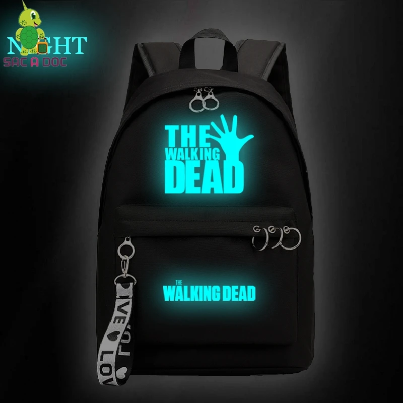 

WALKING DEAD Black Backpacks Lady Travel Bagpack Luminous School Bag for Teenage Mochila Mujer Laptop Mochilas Girls Rucksack