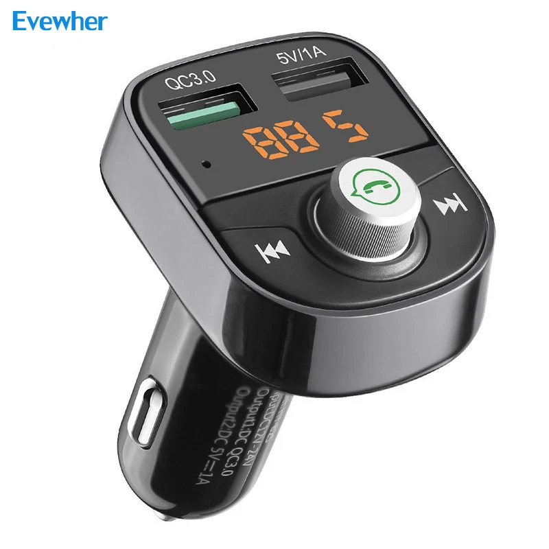 Evewher QC3.0 Handsfree Bluetooth автомобильное зарядное устройство быстрое для мобильного