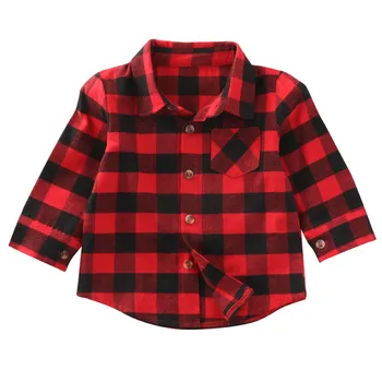 

newborn Unisex Clothes Autumn Top Baby boy Shirt CHild Long Sleeve Plaid Shirts Kid Girl Cotton Blouse baby girl Clothes