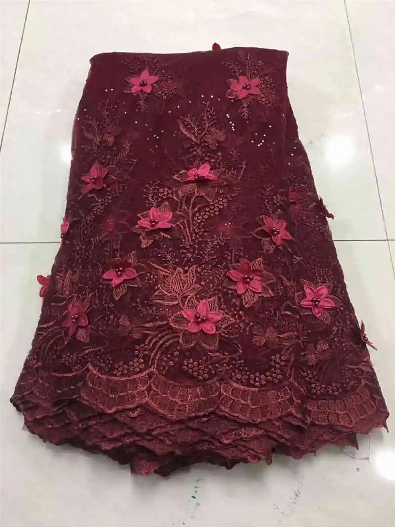 

Factory price 2019 latest African 3D Applique lace with stones and beads fabric for Wedding Dresses lace Winn228k