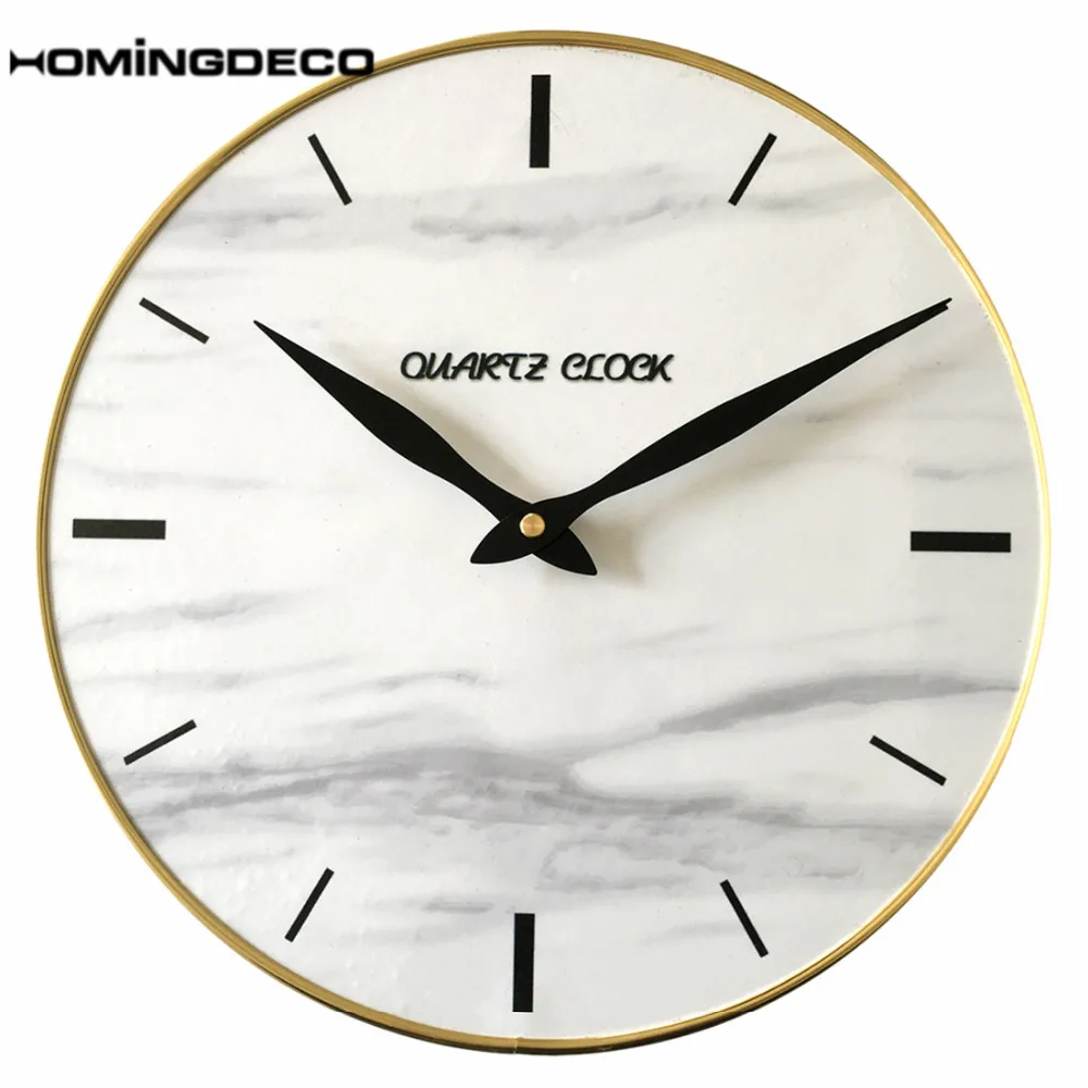 

Homingdeco Mute Wall Clocks For Home Decor Simple Slient Study Room Livingroom Office Wall Clock - Marble Pattern Random