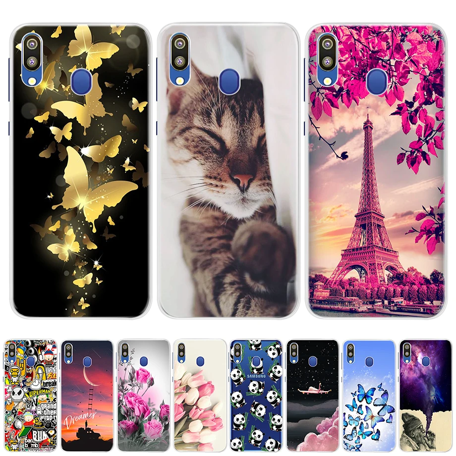 Для samsung galaxy m20 чехол силиконовые в форме цветка живопись Мягкий ТПУ для Capas m10 m30