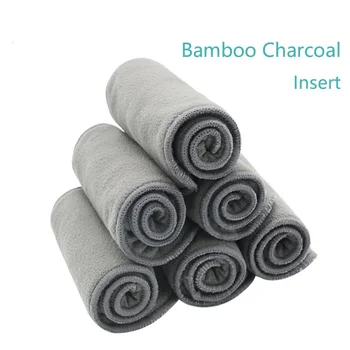 

High Quality 10Pcs/Lot Baby Reusable Inserts Washable Boosters Bamboo Charcoal Liners Nappy Changing Mat Baby Diapers 4 Layers