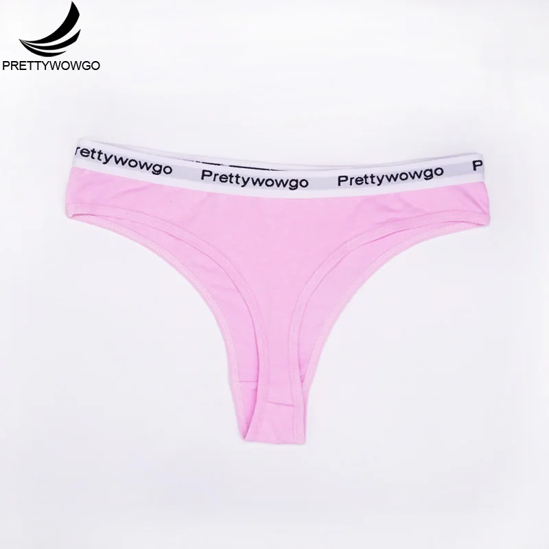 Prettywowgo 6 Pcs New Arrival 2019 Women Cotton Classical Solid Color Sexy G String Thong For Ladies Panties 9007