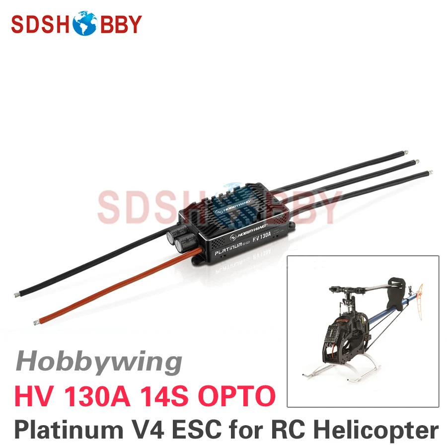 

Hobbywing Platinum HV 130A OPTO V4 14S Brushless ESC Electronic Speed Controller for RC Helicopter Fixed-wing Airplane
