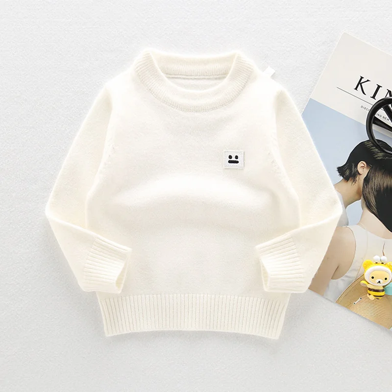Wool Soft Children Sweater Casual Smile Kids Pullover Long Sleeve O-Neck Solid Sweater For Children Warm Winter Pullover Kids (21)