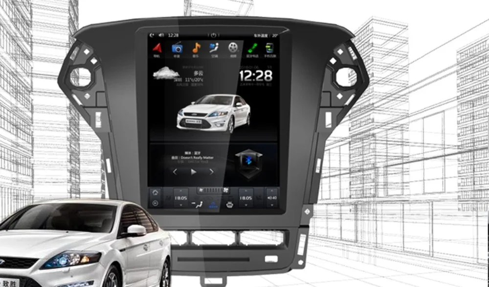 Perfect Tesla style 10.4Inch BIG Screen Quad Core Android7.1 NO Car DVD Player Stereo GPS Navigation Car Radio For Ford Mondeo 2007-2012 3