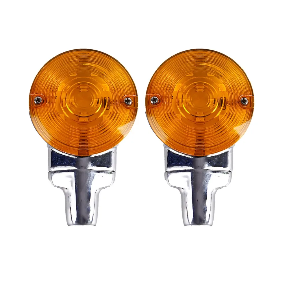 

Motorcycle LED Turn Signal Light Amber Yellow Motorbike Chrome Indicator Lamp for Harley Touring Electra Glides King Softail