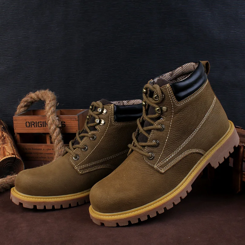 

Indestructible Mens Outdoor Work Boots Leather Mens Casual Boots Genuine Leather Desert Boots Casual Work Protective Shoes