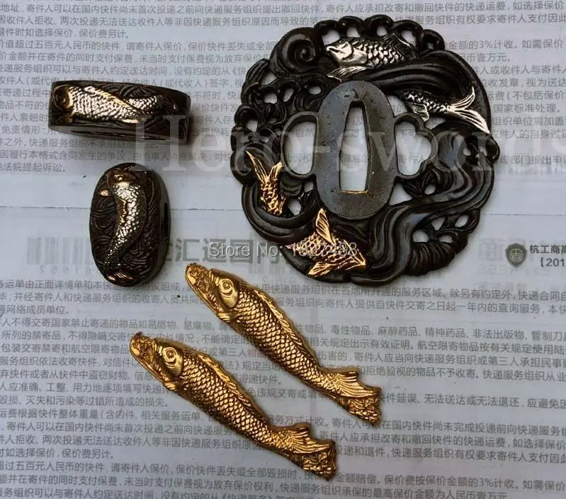 46 стиль высшего класса медный японский самурайский меч Tsuba кашра/фучи менуки