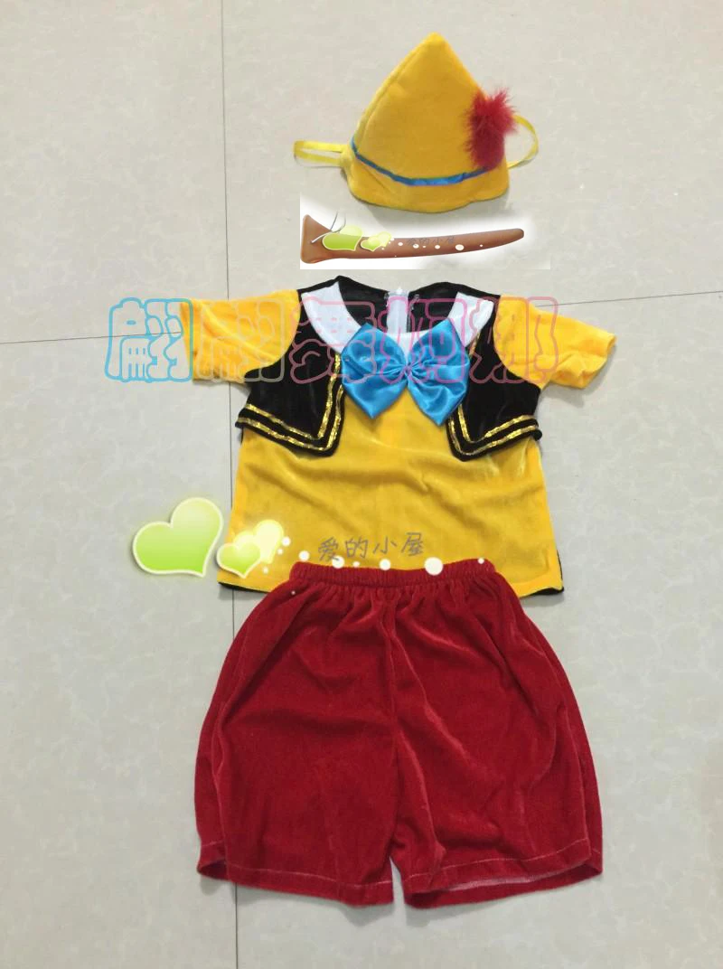 ; костюм для косплея «Приключения Пиноккио»; топ+ брюки+ нос+ шляпа+ бахилы