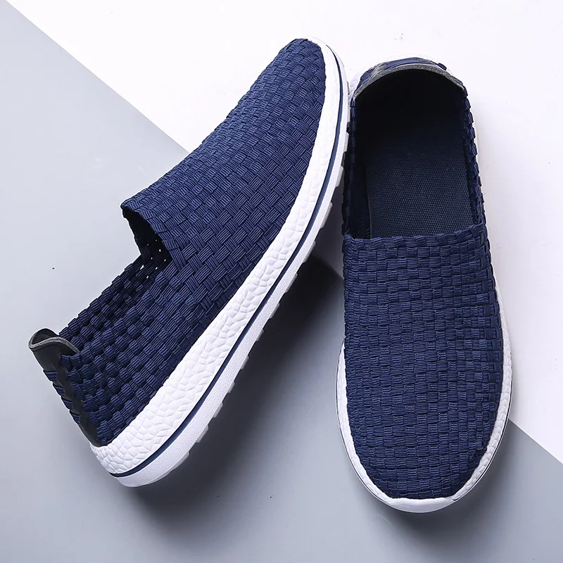 

2018 Summer New Style Flexible Weave Comfortable Walking Shoes for Man Slip On Flats Mens Sneakers for Travel Outdoor Footwear