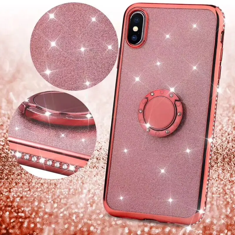 

For xiaomi K20 9SE 8SE note7 Red note5 note5pro Soft shell of finger ring bracket with electroplated edge drilling flash paper