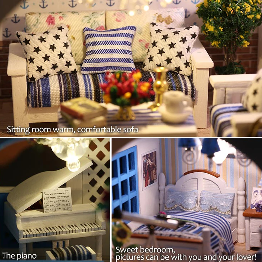 Blue and White Town DIY 3D Dollhouse