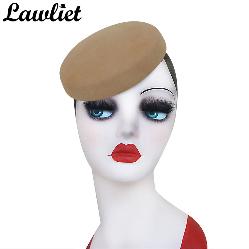 Lawliet Circle Women Headpiece Wool Felt Hats Pillbox Hats Fascinator for Womens Millinery Supply Hat Base Cocktail Hats lawliet satin plastic boning bias binding ribbon trim makeing hat fascinator millinery craft b084