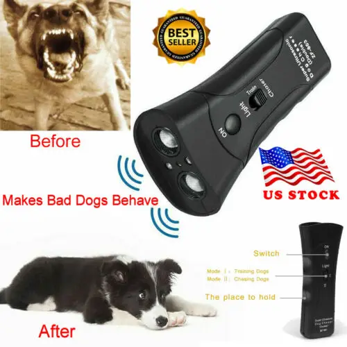 

Ultrasonic Anti Barking Dog Trainer LED Light Gentle Chaser Petgentle Sonic Pet Dog Repeller Training Device