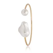 High Quality Charming Gold Pearl Cuff Bangles Simple Style Elegant Metal Bracelet & Bangle For Women Accessories charming solid color heart cuff bracelet for women