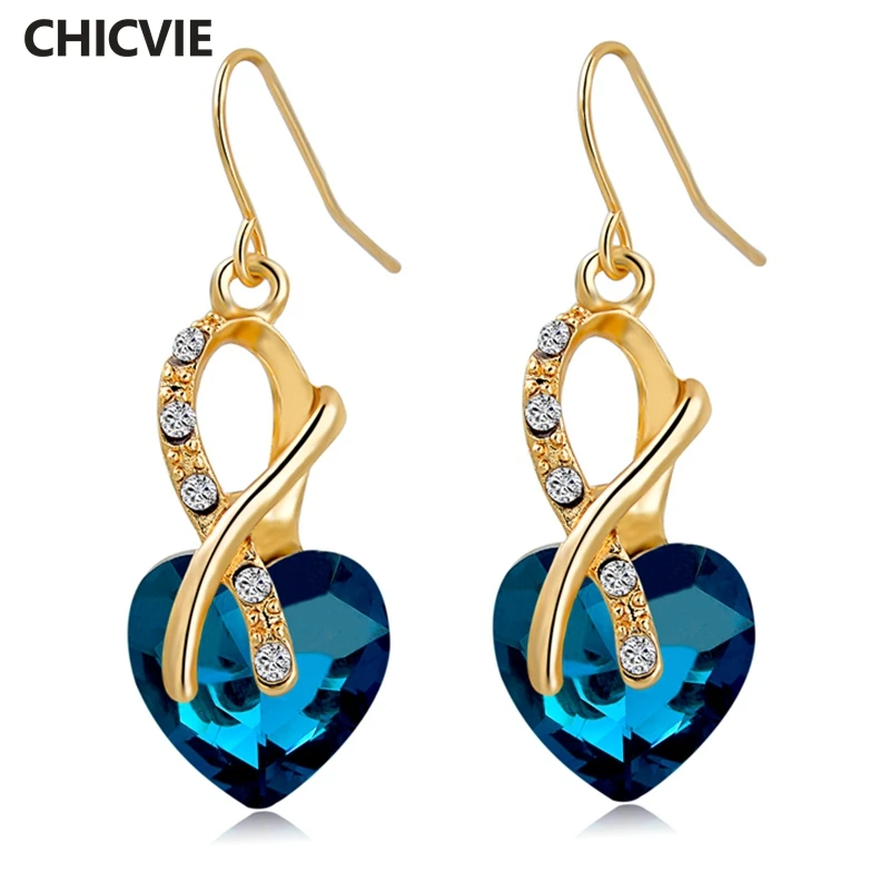 CHICVIE синие серьги золотого цвета с камнями для женщин AAA кубический цирконий