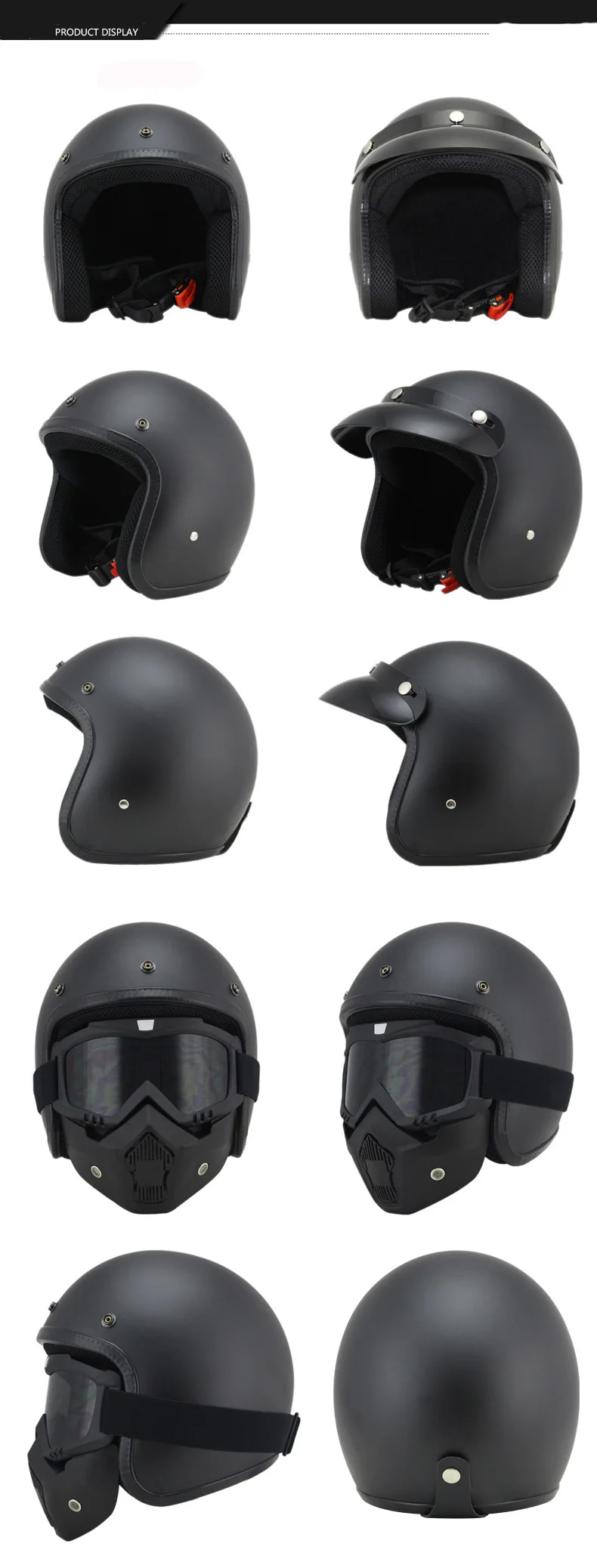 Винтажный мотоциклетный шлем мото маска для глаз мужчины 3/4 открытым лицом Ретро Женщины скутер велосипед шлемы мотоциклетный шлем
