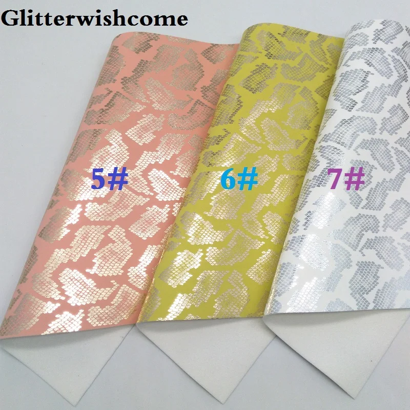 Glitterwishcome 21X29 см A4 размер винил для бантов металлическая змеиная кожа Fabirc искусственная кожа листы для бантов, GM173A