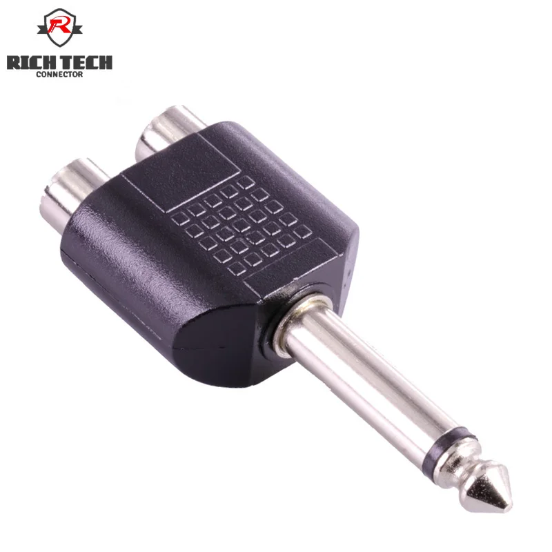 

4pcs Mono 2poles Jack 6.35mm to 2xRCA Jack Audio Converter Double Female Socket RCA to 6.5mm Male Plug Nickel Plated Connector