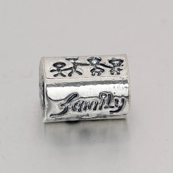 

free shipping antique plated FAMILLY big hole Bead charm Fits European Charm Bracelets & Necklaces A031.2