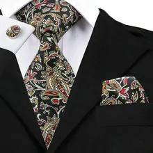 Бренд Hi-Tie винтажный галстук с принтом набор Цветочные мужчины s галстук, носовой платок, запонки набор для мужчин Свадебный деловой костюм жилет и блейзер C-1254