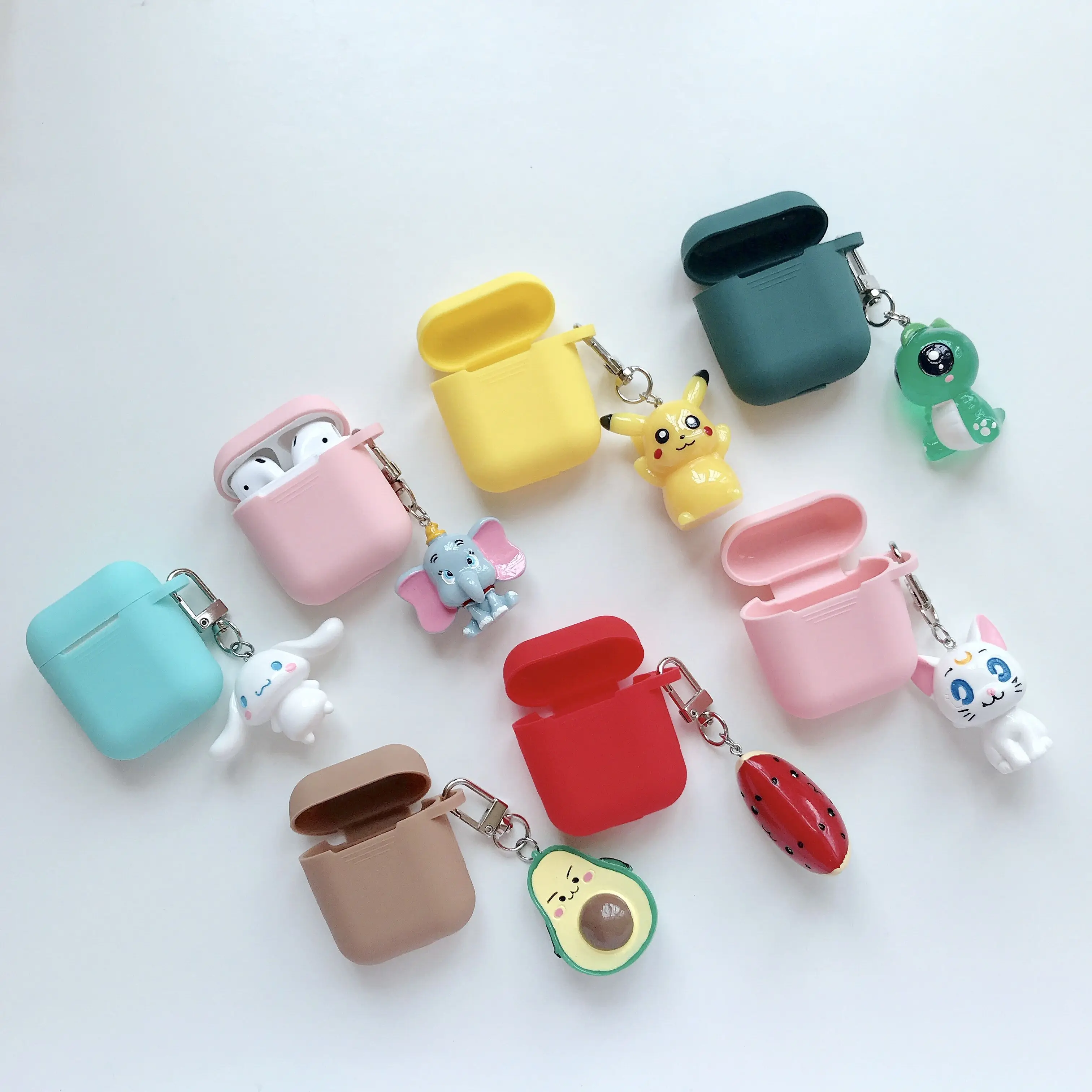 

cute Cinnamonroll DUMBO Avocado PIKA Pendant Silicone soft case For Apple new Airpods 1/2 Cover Wireless Bluetooth Earphone case