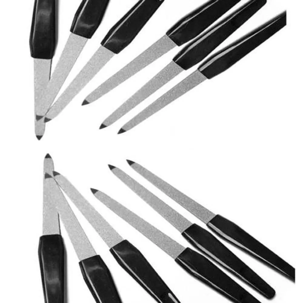 Новые высококачественные металлические 1 шт. пластиковые ручки металлические двухсторонние пилочки для ногтей маникюрная пилочка для ногтей DIY педикюр органайзер для приборов дизайна ногтей