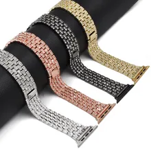 Applicable For Apple Watch Strap 4 Generations Five-Piece Rhinestone Stainless Steel Metal Strap Applicable For Apple Watch4