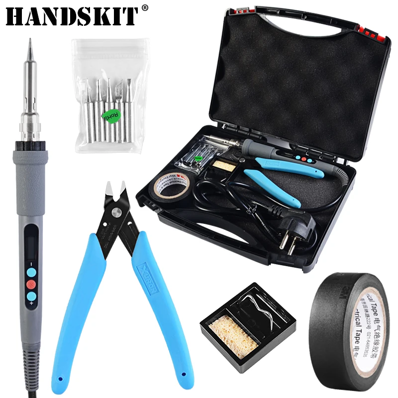

90W 110V/220V Digital Electric Soldering Iron Gun Adjustable Temperature With 5Pcs Solder Tips Welding Tool Kit
