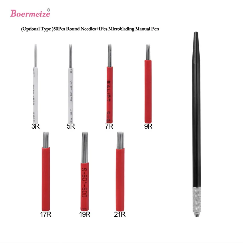 

Eyeborw Microblading Needles Fog Semi Permanent Makeup Blade Shading 50pcs Needle with 1Pcs Black Eyebrow Tattoo Manual Pen