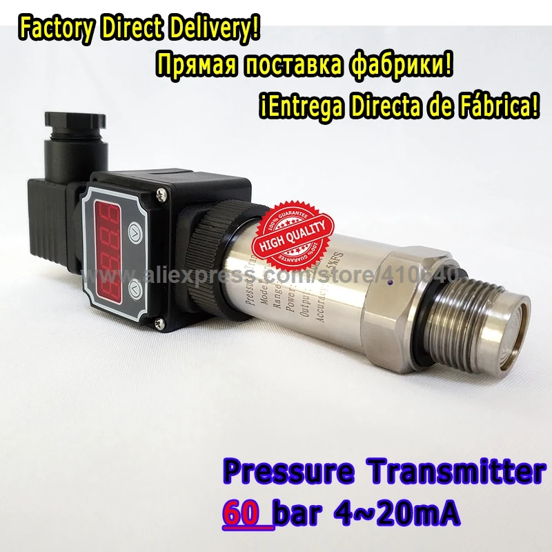 

Flush Membrane Pressure Transmitter 4 20mA With Display 60 Bar Sealed Gauge G1/2 External Pressure Port Free Shipping