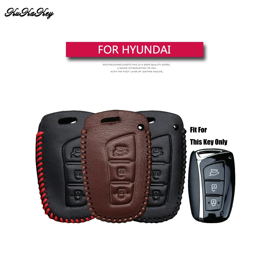 

Leather Car Key Case Cover For Hyundai IX45 Tucson Santa Fe Solaris IX35 I30 IX25 Accent Protection Key Shell Skin Bag Only case