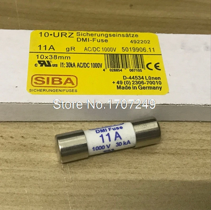 SIBA fusibles 11A 1000 V/30KA 5019906,11 10mm x 38mm, cerámica DMI fusible reemplazado BUSSMANN series DMM-B-11A 11A 1000 fusible de bus V 10*38mm