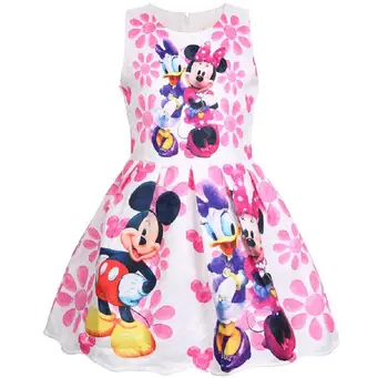 

3-7 Years Girls Princess Dresses Kids Cartoon Vestidos Children Summer Dress Kids Dresses For Girls Mickey Minnie Clothes