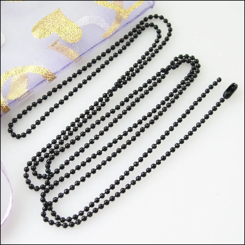 3 нити шариковая цепочка ожерелье 1,5 мм бусины с соединителем 70 см цвета - Окраска металла: Black
