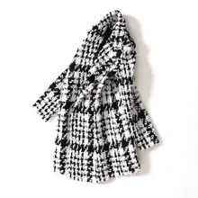 Новинка; осенне-зимнее двубортное шерстяное пальто в клетку в американском стиле; WT0007