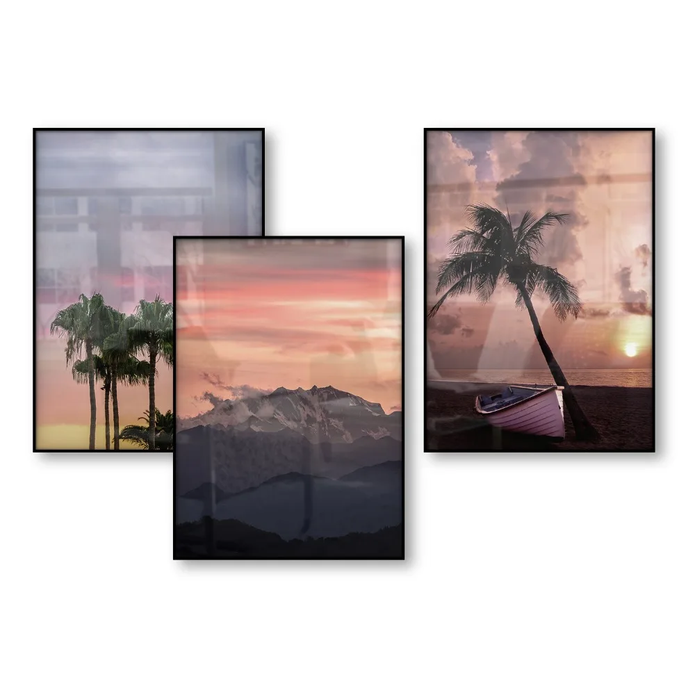 

Poster Art Palm Tree Sunset Glow Decor Scandinavian Art Posters and Prints Wall Art Canvas Print Wall Picture for Living Room
