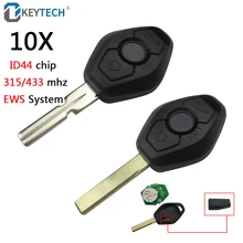 

OkeyTech 10PCS Remote Car Key for BMW EWS System ID44 Chip 315MHz 433MHz for BMW X3 X5 Z3 Z4 1/3/5Series Uncut HU58 HU92 Blade